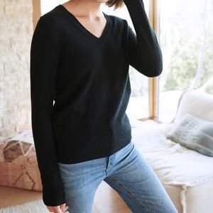 Mongolian Cashmere V-Neck Sweater by QUINCE